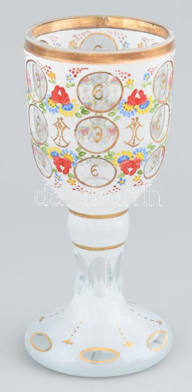 Biedermeier talpas üveg pohár, korának megfelelő kopásokkal, m: 19,5 cm
