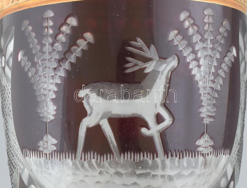 Biedermeier talpas üveg pohár, korának megfelelő kopásokkal, m: 20 cm - Image 2