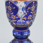Biedermeier talpas üveg pohár, korának megfelelő kopásokkal, m: 16,5 cm
