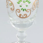 Biedermeier talpas üveg pohár, korának megfelelő kopásokkal, m: 14 cm