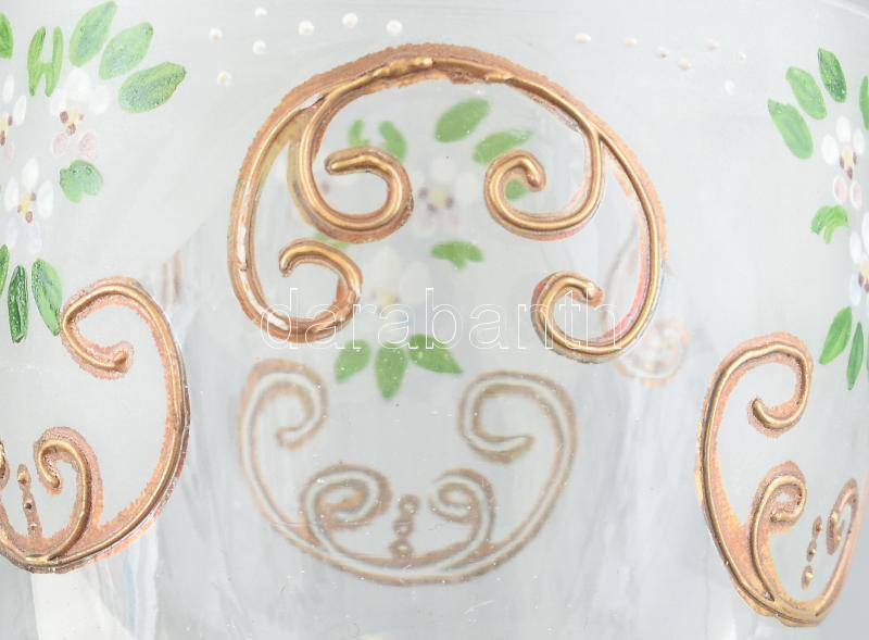 Biedermeier talpas üveg pohár, korának megfelelő kopásokkal, m: 14 cm - Image 2