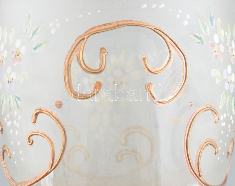 Biedermeier talpas üveg pohár, korának megfelelő kopásokkal, m: 14 cm - Image 2