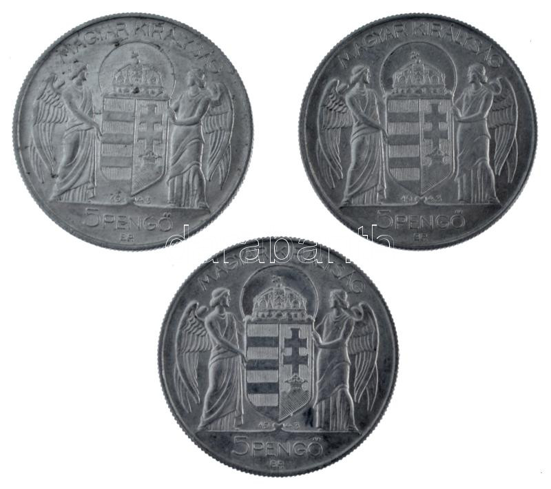 1943. 5P Al 'Horthy Miklós születésének 75. évfordulójára' (3x) T:2 Adamo P8.3 - Image 2