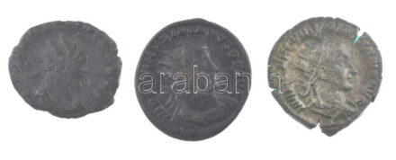 Római Birodalom 3db klf denár, antononianus a III. századból, közte Maximianus Herculius, Volusianus, Victorianus T:2-,3 Roman Empire 3xdiff denar, antoninian from the 3rd Century, with Maximianus Herculius, Volusianus, Victorianus C:VF,F