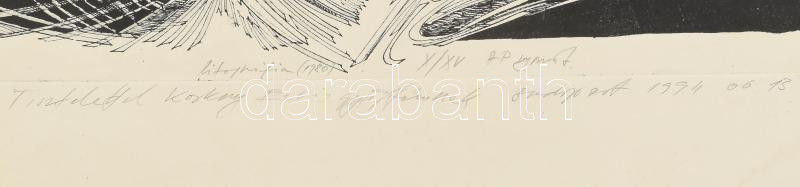 Kádas István (1941-): Ady. Litográfia, papír, jelzett, számozott (X/XV), művészpéldány AP jelzéssel. Kádas István autográf ajándékozási soraival. 30×46 cm - Image 2
