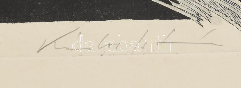 Kádas István (1941-): Ady. Litográfia, papír, jelzett, számozott (X/XV), művészpéldány AP jelzéssel. Kádas István autográf ajándékozási soraival. 30×46 cm - Image 3