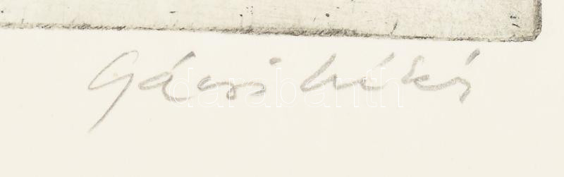 Gácsi Mihály (1926-1987): Felszabadulásunk emlékére. Rézkarc, papír, jelzett, 30×48 cm - Image 2