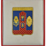 DN 'Szekszárd' festett fém címer plakett eredeti tokban (80x55mm) T:1