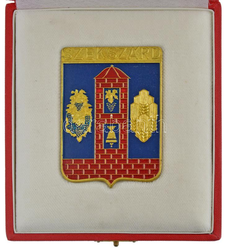 DN 'Szekszárd' festett fém címer plakett eredeti tokban (80x55mm) T:1