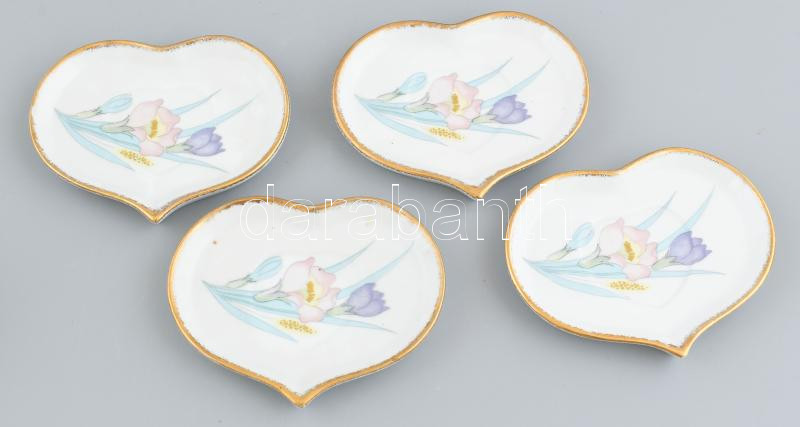 Hazimeh virágmintás porcelán csésze, 4 db + 4 db csészealj, matricás, jelzett, kis kopásnyomokkal - Image 2