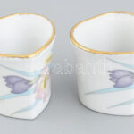 Hazimeh virágmintás porcelán csésze, 4 db + 4 db csészealj, matricás, jelzett, kis kopásnyomokkal - Image 3