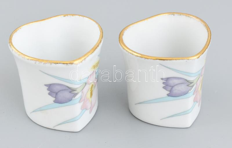 Hazimeh virágmintás porcelán csésze, 4 db + 4 db csészealj, matricás, jelzett, kis kopásnyomokkal - Image 3