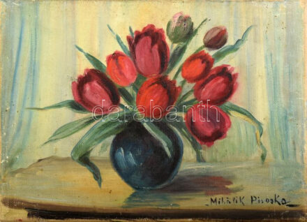 Mihálik Piroska (?-?): Csendélet. Olaj, vászon. 25×35 cm