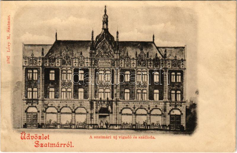 Szatmárnémeti, Szatmár, Satu Mare; Új vigadó és szálloda. Lövy M. kiadása / new hotel and restaurant (r)