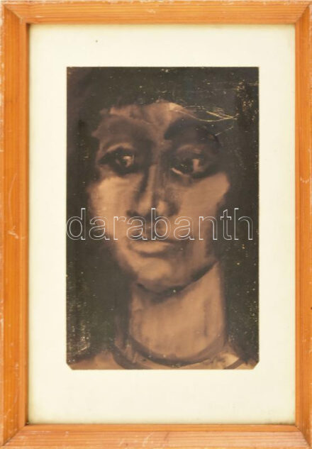 Jelzés nélkül: Arckép. Tus, papír. Kissé sérült. Üvegezett fakeretben. 26×16,5 cm