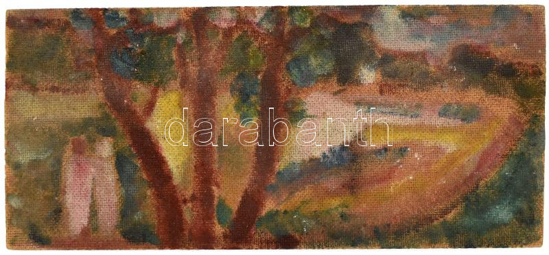 Csepeli Németh Miklós (1934-2012): Tiszapart. Olaj, farost. Hátoldalán jelzett, 16x35 cm