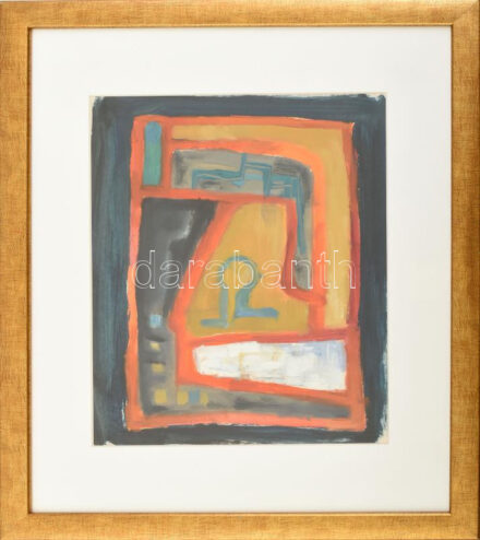 Jelzés nélkül: Színes kép. Akvarell, papír. Üvegezett, dekoratív fakeretben. 29×22 cm