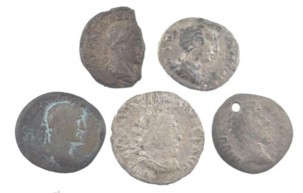 Római Birodalom 5db-os Ag Denár érmetétel a II-III. századból T:3,2- Roman Empire 5pcs Ag Denarius coin lot from the 2nd-3rd century C:F,VG