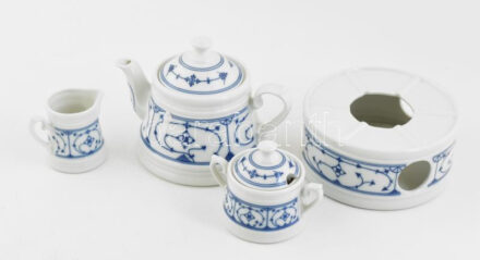 Bavaria, indiai kék mintás 6 részes teakínáló, mázalatti kobalt kékkel festett porcelán, jelzett, hibátlan.