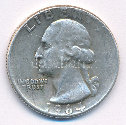 Amerikai Egyesült Államok 1964D 1/4$ Ag 'Washington' T:2- USA 1964D 1/4 Dollar Ag 'Washington' C:VF Krause KM#164
