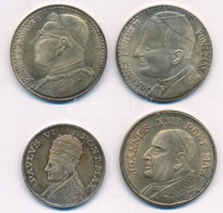 Vatikán DN 4 darabos pápákat ábrázoló emlékérem tétel T:1-,2 Vatican ND 4 pieces commemorative medallion lot of popes C:AU,XF