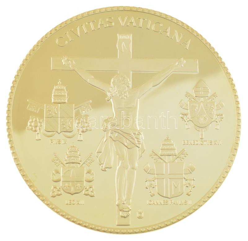 Vatikán DN 'II. János Pál pápa / Civitas Vaticana' aranyozott, részben multicolor emlékérem (70mm) T:PP Vatican ND 'Pope John Paul II / Civitas Vaticana' gilt, partially multicolor medallion (70mm) C:PP - Image 2