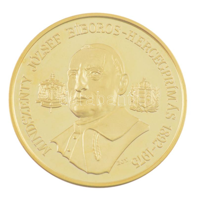 Bognár György (1944-) 1991. 'Mindszenty József Bíboros Hercegprímás 1892-1975' kétoldalas, aranyozott Cu emlékérem (42,5mm) T:PP