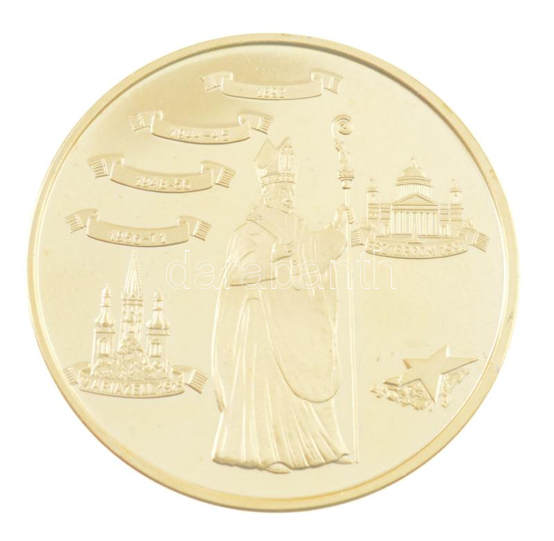 Bognár György (1944-) 1991. 'Mindszenty József Bíboros Hercegprímás 1892-1975' kétoldalas, aranyozott Cu emlékérem (42,5mm) T:PP - Image 2