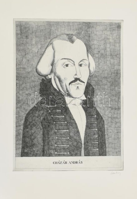 Lenkey Zoltán (1936-1983): Cházár András. Rézkarc, papír, jelzett, 40×29 cm