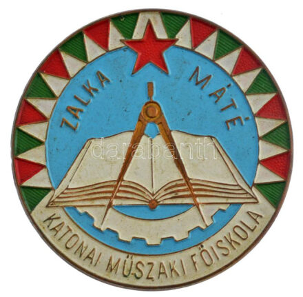 ~1970-1980. 'Zalka Máté Katonai Műszaki Főiskola' egyoldalas festett bronzlemez emlékérem (70mm) T:1-