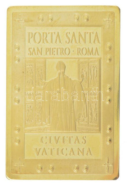 Vatikán DN 'Porta Santa San Pietro Roma' kétoldalas, aranyozott emlékplakett (60x40mm) T:PP Vatican ND 'Porta Santa San Pietro Roma' two-sided, gilt plaque (60x40mm) C:PP