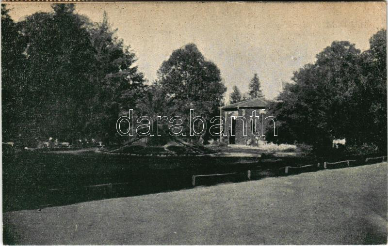 Buziás-fürdő, Baile Buzias; Vedere din fata bazarului din parc / Park részlet, bazár / park, bazaar (EK)