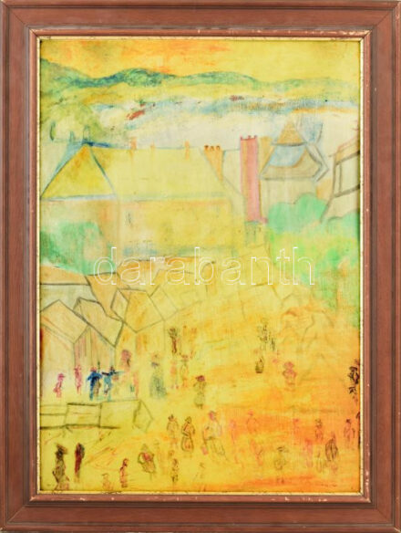 Olvashatatlan (Bornemisza?) jelzéssel: Táj. Olaj, karton. Dekoratív fakeretben. 66x49 cm