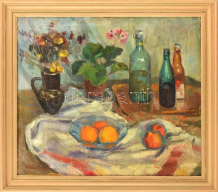 Ilosvai Varga István (1895-1978): Csendélet. Olaj, vászon. Jelezve balra lent. Fakeretben. 52,5x60,5 cm / oil on canvas, signed, framed