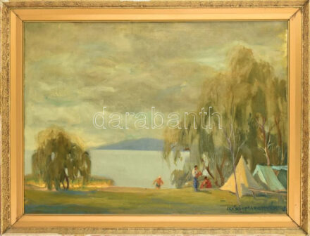 Csáki-Maronyák József (1910-2002): Balaton. Olaj, vászon. Jelezve jobbra lent. Dekoratív fakeretben. 60x80 cm / oil on canvas, signed, framed