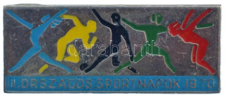 1970. 'III. Országos Sportnapok 1970' fém kitűző (12x30mm) T:1-