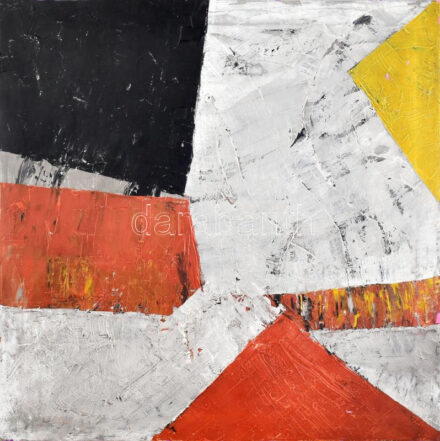 Jelzés nélkül: Színes formák. Olaj, vászon, kartonon. 50x50 cm