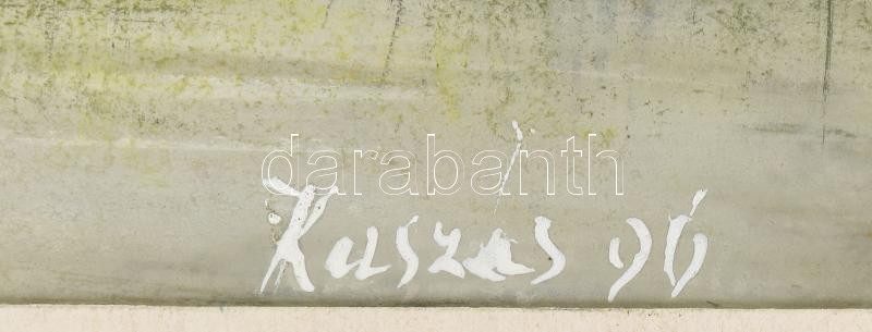 Kaszás István Viktor (1928-2015): Tiszapart. Gouache, papír, jelzett, fakeretben, 21,5x32 cm - Image 2