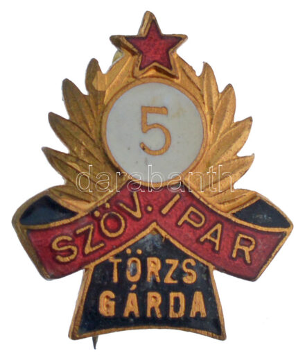 ~1970-1980. 'Szöv.Ipar Törzsgárda' műgyantás bronzlemez kitűző (22x20mm) T:1-