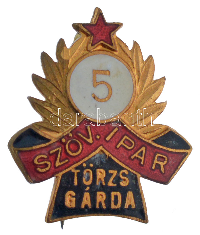 ~1970-1980. 'Szöv.Ipar Törzsgárda' műgyantás bronzlemez kitűző (22x20mm) T:1-