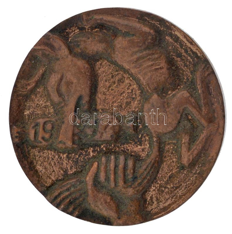 Rajki László (1939- ) 1997. 'BUÉK - BONNE NOUVELLE ANNÉE RAJKI L. SZENTENDRE' kétoldalas bronz emlékérem (51mm) T:1-