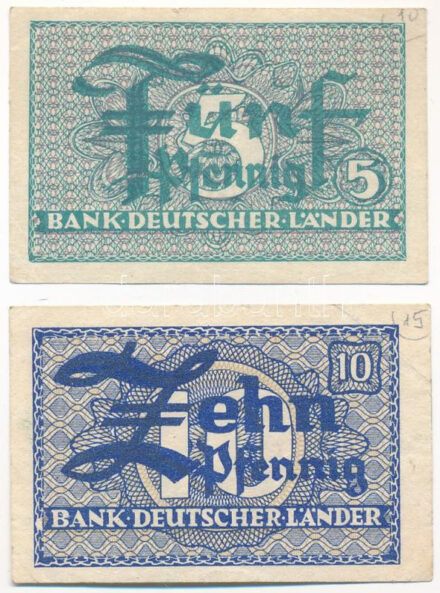 NSZK 1948. 5pf + 10pf T:III GFR 1948. 5 Pfennig + 10 Pfennig C:F Krause P#11, P#12