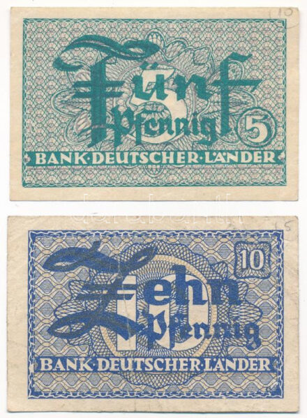 NSZK 1948. 5pf + 10pf T:III GFR 1948. 5 Pfennig + 10 Pfennig C:F Krause P#11, P#12