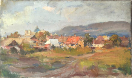 Fejes jelzéssel: Városszéle. Olaj, vászon. 31,5×53 cm