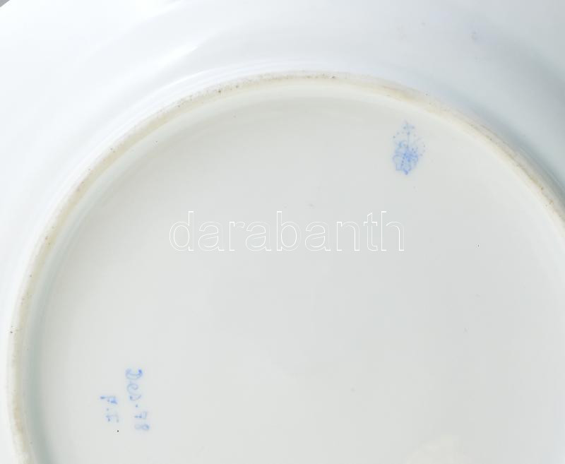 Antik Herendi / Óherendi virágmintás tányér, jelzett, Des 78, kopásokkal, d: 20 cm - Image 2