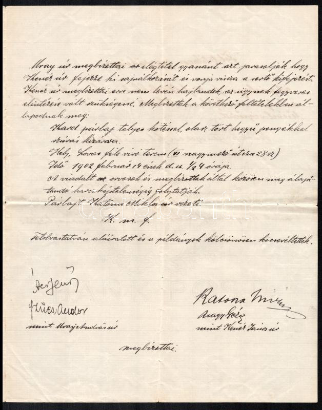 1902 Bp., Jegyzőkönyv becsületbeli párbajról - Image 2