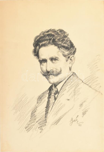 Olvashatatlan (Bér?) jelzéssel: Portré, 1921. Ceruza, papír. Lapszéli kisebb szakadással. 29,5×43 cm
