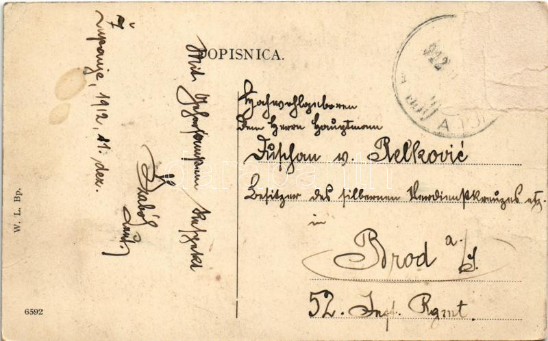 1912 Zsupanya, Zupanja; utca, üzlet. W.L. Bp. 6592. / street, shop (Rb) - Image 2