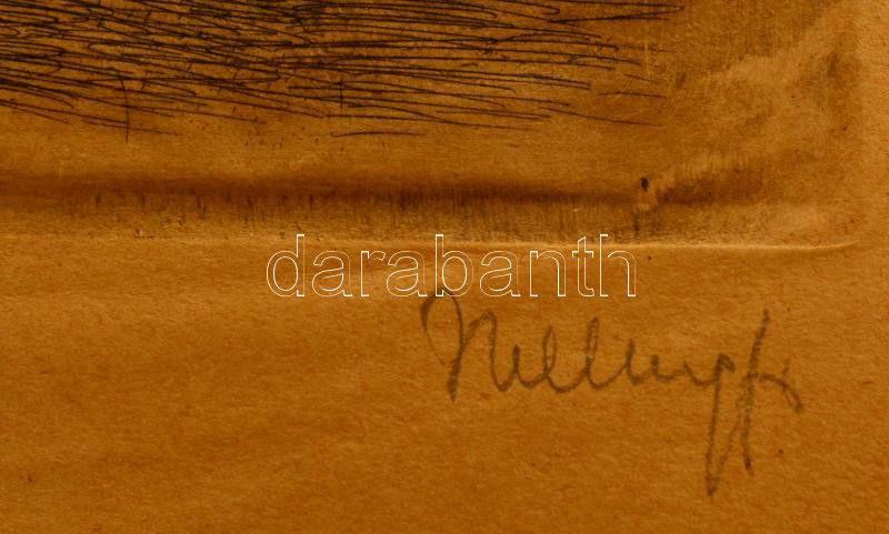 Helbing Ferenc (1870-1958): Tabán részlet. Rézkarc, papír, jelzett, 29×20 cm - Image 2