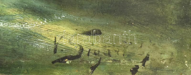 Olvashatatlan jelzéssel: Vitorlás holdfényben. Olaj, vászon. Sérült. 50x82 cm. - Image 2